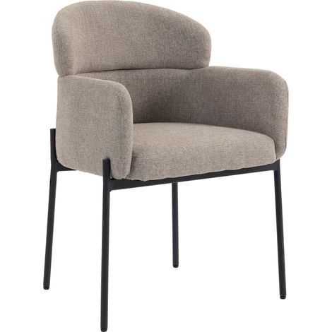 Sessel Wohnzimmer Loungesessel mit Chenille-Optik, Armlehnen, Metallbeinen für Schlafzimmer, Hellbraun (1/5)