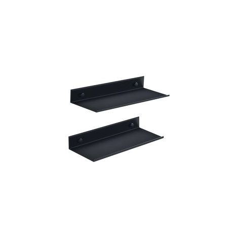 Estantería de baño sin taladrar, estante de pared negro de 2 piezas, estante de ducha de metal de 30 cm, estante flotante decorativo para sala de estar, baño, cocina, oficina (30 cm, negro) - Crezuo