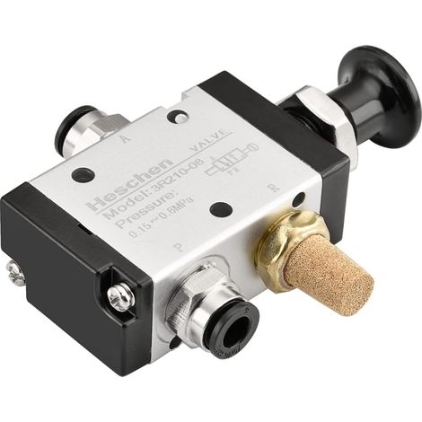 Vanne pneumatique 3R210-08, 3 voies 2 positions, port PT1/4, commande manuelle pneumatique avec raccords et silencieux (1/5)