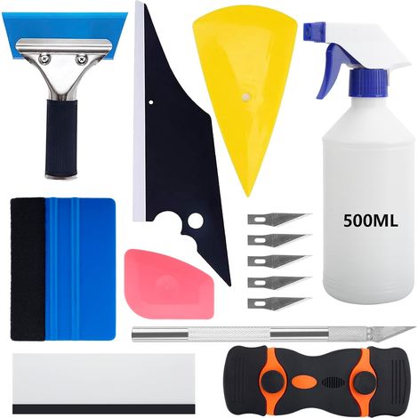14 Piece Car Cover Kit, Car Tinted Window Kit, Vinyl and Tinted Film Installation Tools, Felt Squeegee, Silicone Squeegee, Utility Knife with Blades, Installation Film Window for Car (1/5)