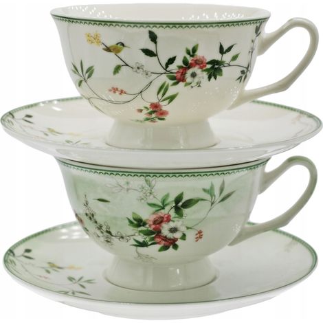 SET DI 2 TAZZE DA 220 ml CON PIATTINO PER TÈ E CAFFÈ (1/5)