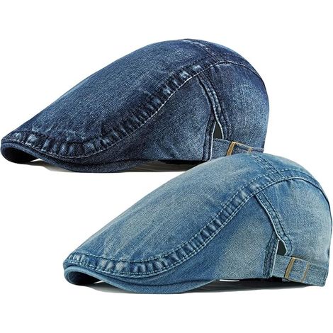 Lot de 2 casquettes gavroche en denim et coton pour homme, style lierre, Gatsby, conduite, chasse, taxi (1/5)