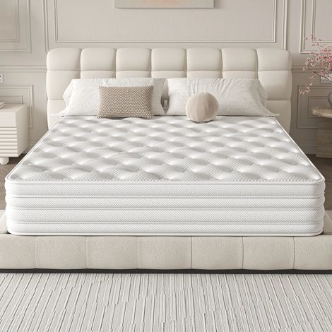 DEWINNER Matelas 140x190 cm, Épaisseur 28cm, Matelas Hybride à Ressorts ensachés avec Mousse mémoire, fermeté Moyenne H3/H4