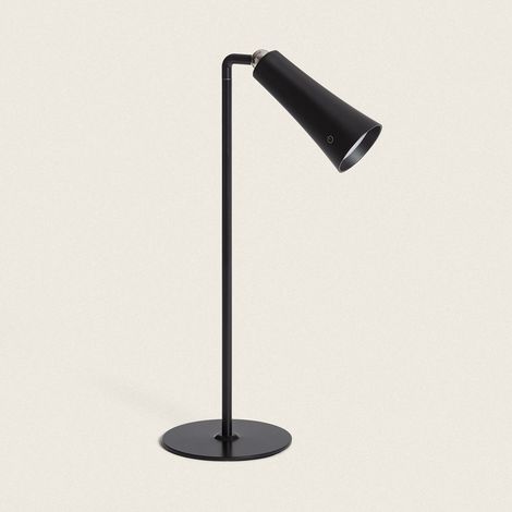 Lámpara de Mesa LED Portátil Metal con Batería USB Recargable Bysta Negro
