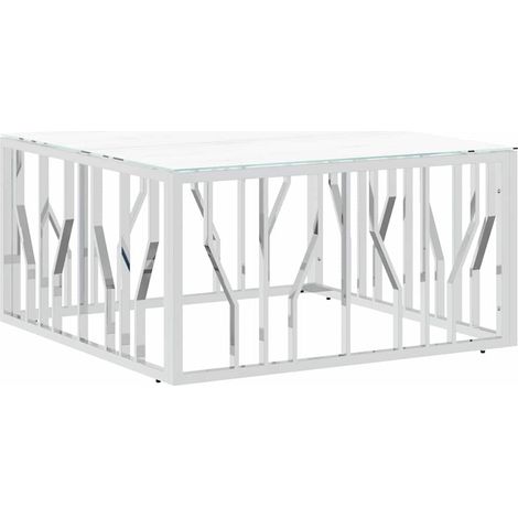 Maison Exclusive - Couchtisch Silbern 80x80x40 cm Edelstahl und G (1/5)