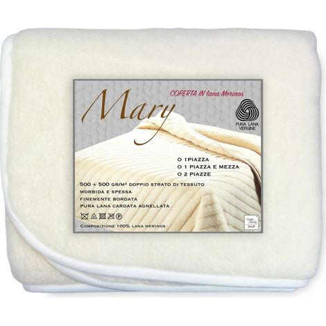 COPERTA MARY in vera LANA MERINOS 1000 gr. Pura lana vergine 1 PIAZZA E MEZZA