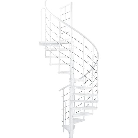 Minka Außenspindeltreppe Spino Zink Color 38 - 305,5cm Geschosshöhe Weiß 180cm Durchmesser (1/3)