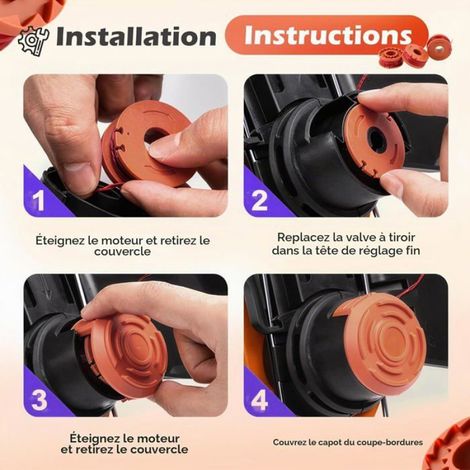 12 Bobine De Fil De Rechange, Ø 1.65 Mm, Bobine De 3 M, Compatible Avec Fil Debroussailleuse Worx 20V, Avec 3 Couvercle[G335] (1/5)