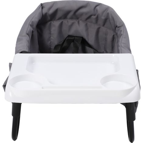 Chaise haute à accrocher, en tissu Oxford, multifonctionnelle, portable et pliable, avec table d'appoint pour tout-petits, grise (1/5)