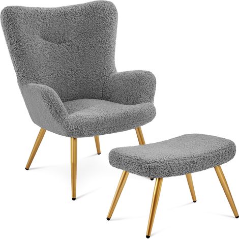 Homevive Silla Relax Sillon con Reposapies Sillon Relax Butaca Salon Silla para Dormitorio Sillón Tapizada Color Gris