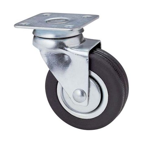 RUOTA A FORCELLA GIREVOLE 160 AVO - A/ZINCR/GOMMA NERA D.MM 50X18 P.MM 40X40- 4 pezzi