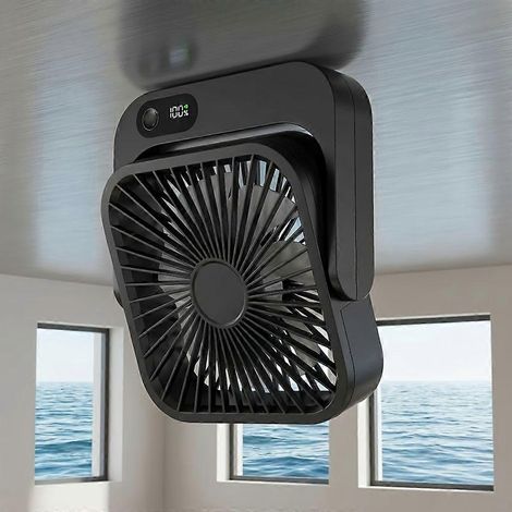 Wiederaufladbarer Magnetventilator (5000 mAh), 5 Geschwindigkeitsstufen, leiser, kreuzfahrttauglicher Reiseventilator mit Digitalanzeige (1/5)