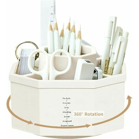 Porte-stylo rotatif Porte-stylo de bureau avec autocollants antidérapants Organisat de bureau rotatif à 360 degrés Stockage de stylo pour fournitures de bureau de maquillage (1/4)