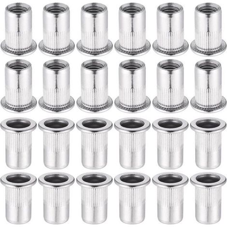 60 Pièces 304 Ecrou a Sertir M8 en Acier Inoxydable Tête Plate Ecrou Aveugle Rivet Fileté Ecrou a Rivet pour pince à insert fileté (1/5)