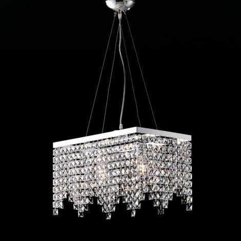 Penelope Suspension En Laiton Et Fer Chromé 2 Lumières Avec Strass L.48X30 Bl31-2-Cr