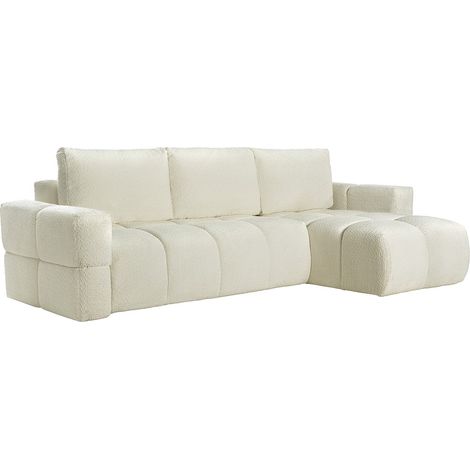 Divano letto angolare reversibile in Tessuto bouclette Beige - ISSORO