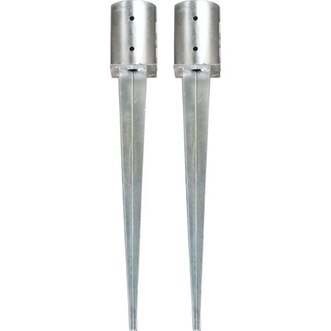 Piquets au sol 2 pcs Argenté 10x76 cm Acier galvanisé vidaXL