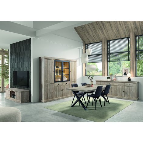 Salle à manger complète contemporaine chêne clair Tirol (1/5)