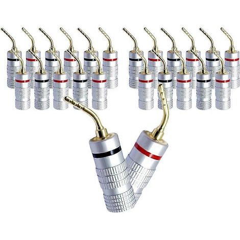 24 Pièces Musical Son Doré Plaqué 4mm Banana Prise Pin Audio Enceinte Wire Câble Adaptateur Banana Connecteur pour Video (1/5)