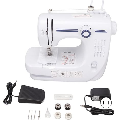 Mini machine à coudre 12 points multifonction électrique de bureau pour usage domestique 100‑240v fiche US (1/5)
