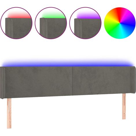 Maison Exclusive - LED Kopfteil Dunkelgrau 183x16x78/88 cm Samt