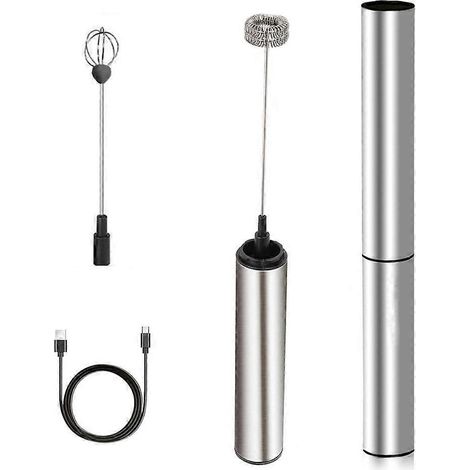 Batteriebetriebener, wiederaufladbarer Milchaufschäumer aus Edelstahl, geeignet für Kaffee, Latte Macchiato und Cappuccino, tragbarer Milchaufschäumer mit einstellbarer Geschwindigkeit. (1/5)