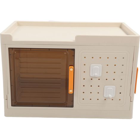 Boîte de rangement pliable, multifonctionnelle, grande capacité, porte transparente, empilable, avec roulettes et couvercles, pour la maison, l'école ou le bureau, simple couche, 32 x 56 x 36 cm / 12, (1/5)