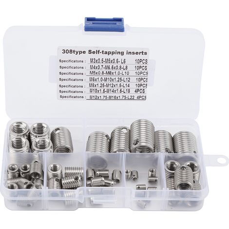 58Pcs Stainless Steel Inner Thread Self Tapping Thread Inserts Set Thread Reinforce Repair Tool