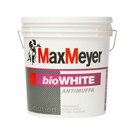 BIO WHITE 5 LT. MAX MEYER PITTURA IDROPITTURA TRASPIRANTE ANTIMUFFA BIANCA
