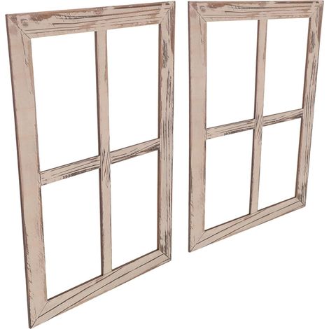 2 Pièces Cadres Murs Bois Rustique Décor Vintage pour Chambre et Salle de Bain Style Ferme Fenêtres Bois Naturel Sans Installation (1/5)