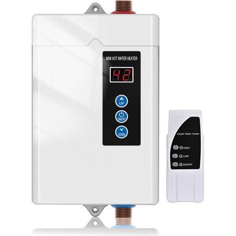 Nannigr Chauffe-Eau Sans Réservoir, Mini Chauffe-Eau, Salle de Bain, Cuisine, Électrique 220 V, 4 Kw,Chauffe-Eau Instantané pour Maison, Cuisine,blanc (1/5)