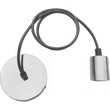Portalampada sospensione soffitto vintage pendente E27 cilindro cromato 1 MT (1/5)