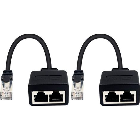 Male to 2 Female RJ45 Adapter for LAN Ethernet Cable Extension (Simultaneous Use) Surf Online Simultaneously (1/5)