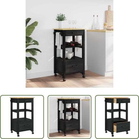 Rangement cuisine - Chariot de cuisine MONZA Noir 48 x 40 x 88,5 cm (1/5)