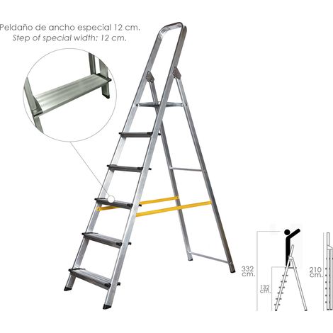 Escalera Doméstica Aluminio Profesional 6 Peldaños 12 cm Grosor. (1/4)