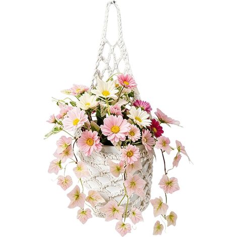 Suspension pour plantes faite main, panier mural tressé à la, décoration florale en corde salon (1/5)