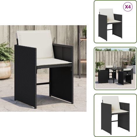 Chaises de jardin lot de 4 avec coussins noir résine tressée - Chaise De Jardin - Fauteuil De Jardin - Mobilier De Jardin - Salon De Jardin - Résine Tressée (1/5)