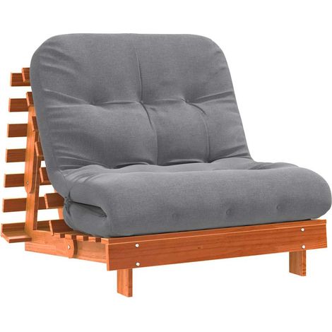 Maison Exclusive - Futón sofá cama con colchón madera maciza marr