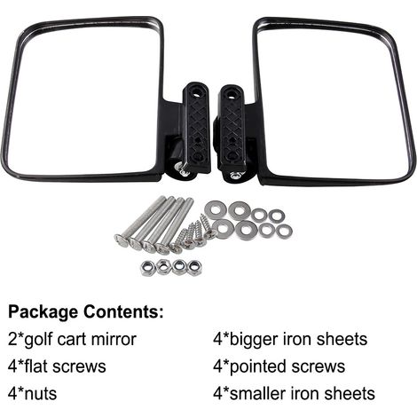 Universelle, klappbare Seitenspiegel für Golfcarts, verstellbare Spiegel, 2er-Pack, Trolley-kompatibel (1/5)