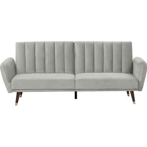 Sofa Bed Light Grey Sleeper Convertible Velvet Upholstery Elegant Glam Modern Living Room Bedroom VIMMERBY