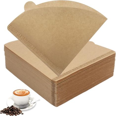 200 filtres à café coniques en papier non blanchi, jetables, pour machine à café à filtre manuelle V60 02, couleur marron. (1/5)