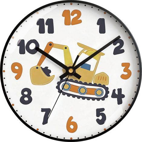 Horloge murale silencieuse (20 cm) avec motif architectural de dessin animé - Décoration intérieure, cadeau original pour garçons (1/5)