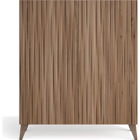 Herdasa, Zapatero en Melamina, modelo Malmo, 109x90x27, color nogal Velmore - puertas efecto listones nogal