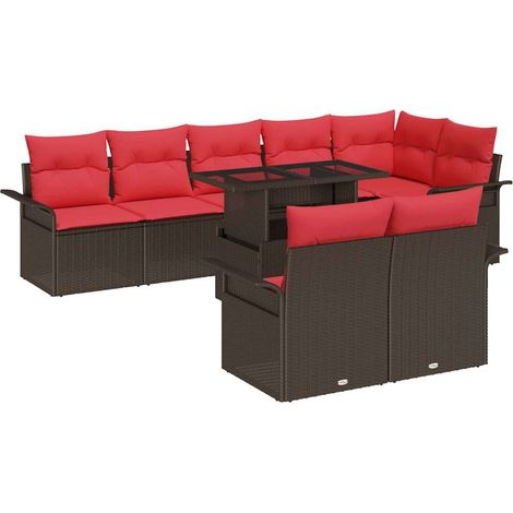 Maison Exclusive - Set Divano da Giardino 9 pcs Marrone Rattan in Polipropilene (1/5)