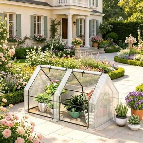 Serre de protection pour plantes, abri de jardin en film plastique, mini serre compacte et pratique pour potager extérieur. (1/5)