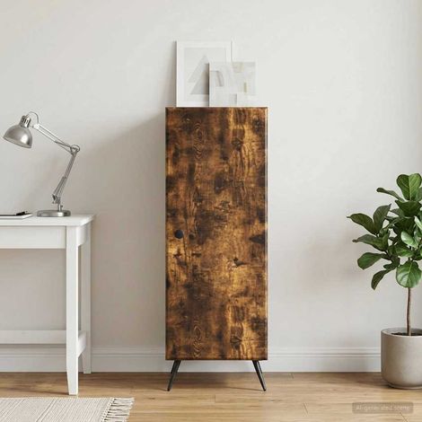 Buffet en bois d’ingénierie, chêne fumé, avec rangement, 33 x 34,5 x 90 cm - PANGIVO (1/5)