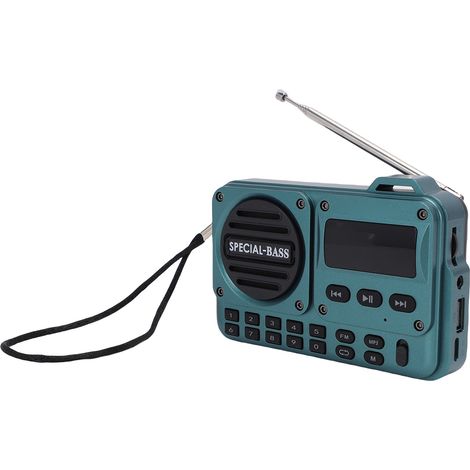 Notfallradio mit Bluetooth 5.4, tragbares FM-Radio mit USB-Anschluss für drinnen und draußen, ideal für Reisen und Camping, grünlich-blau (1/5)