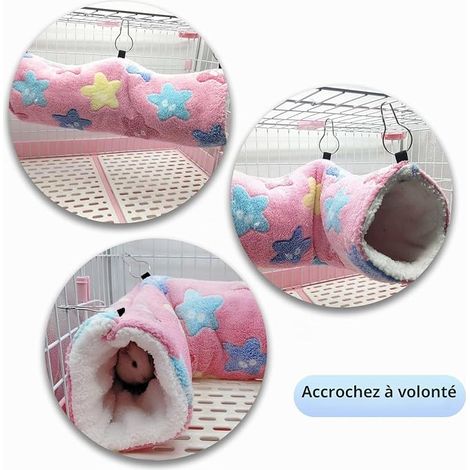 Guinea Pig Hammock, Ferret, Rat, Guinea Pig Hanging Tunnel Bed for Small Animals, Hamster, Glider, Ferret, Pink (1/4)