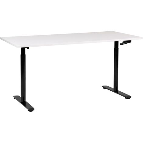 Schreibtisch manuell höhenverstellbar DESTINAS Weiß / Schwarz 160 cm 72 cm