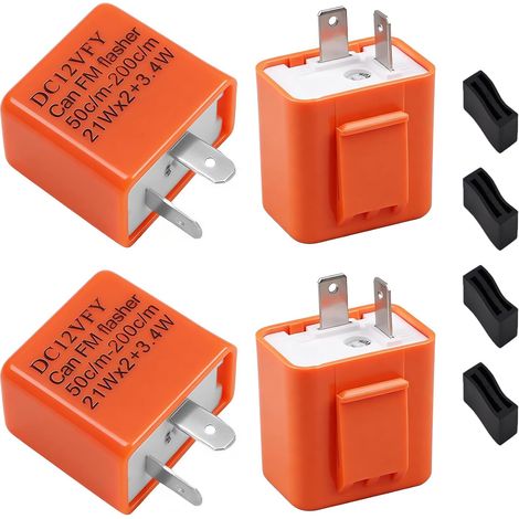 4 Pièces Relais Clignotant LED 12V 2 Broches, Centrale Clignotant Moto, Relais Électronique Universel pour Moto Scooter Voiture, Fréquence Réglable 50–200 CPM, Anti Hyper Flash, Étanche, Plug and Play (1/5)